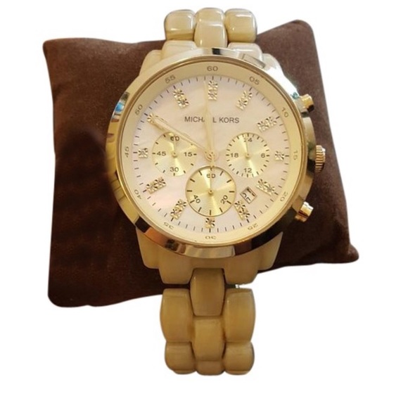 Michael Kors Tan Tortoise Shell Cream Watch main image 5